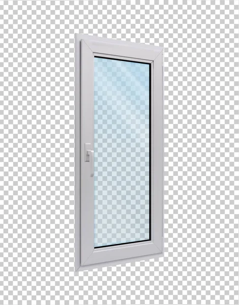 White Narrow Window Side View Transparent Background Vector Illustration — Stok Vektör