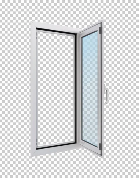 White Open Narrow Window Side View Transparent Background Vector Illustration — 图库矢量图片