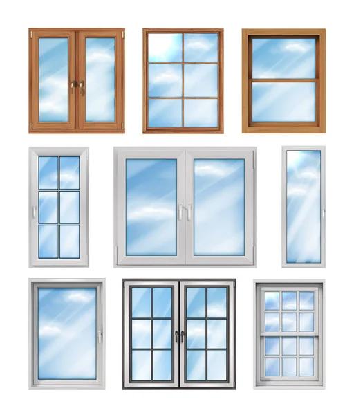 Establecer Ventanas Plástico Ilustración Vectorial — Vector de stock