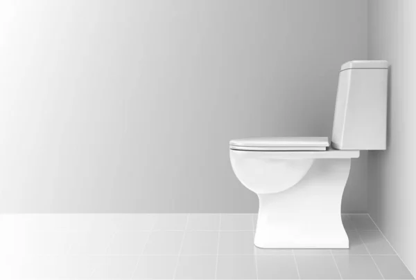 Biała Muszla Klozetowa Łazience Ceramiczny Widok Strony Toalety — Wektor stockowy