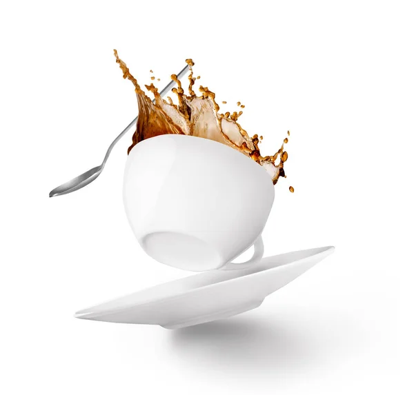 Coffee Cup White Background Movement — 图库照片