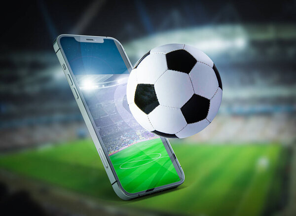 Mobile sports match. 3d illustration.