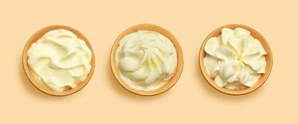 Conjunto Creme Manteiga Uma Tigela — Fotografia de Stock