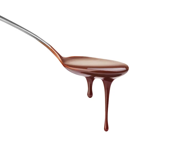 Chocolate Spoon White Background — 스톡 사진