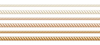 Realistic vector fiber ropes set isolated on white background