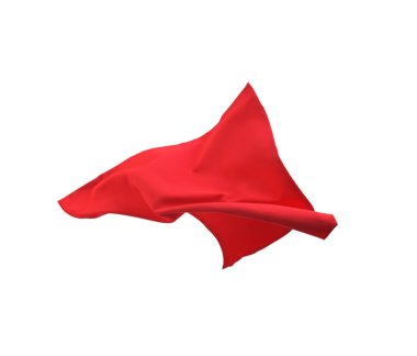 red cloth in flight on white background