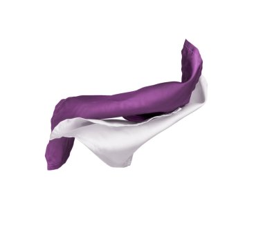  two flying pieces of fabric on a white background