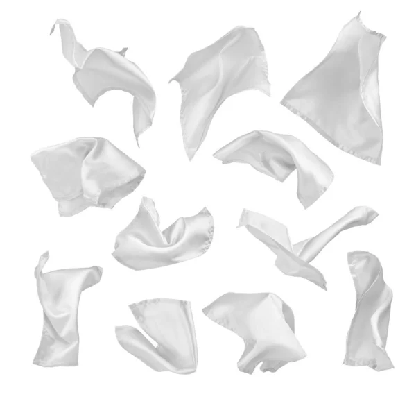 Set Tessuti Bianchi Sfondo Bianco — Foto Stock