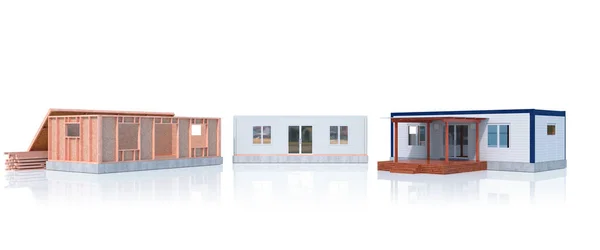 Modular House Construction Concept Illustration — 图库照片
