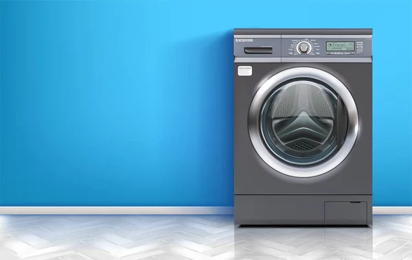 Washing Machine Blue Room Vector Illustration - Stok Vektor