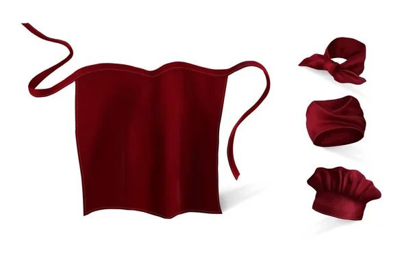 Apron Red Short Set Mockup Vector Illustration — 图库矢量图片