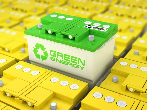 Riciclaggio batterie auto. Energia verde. Contesto dell'accumulatore — Foto Stock
