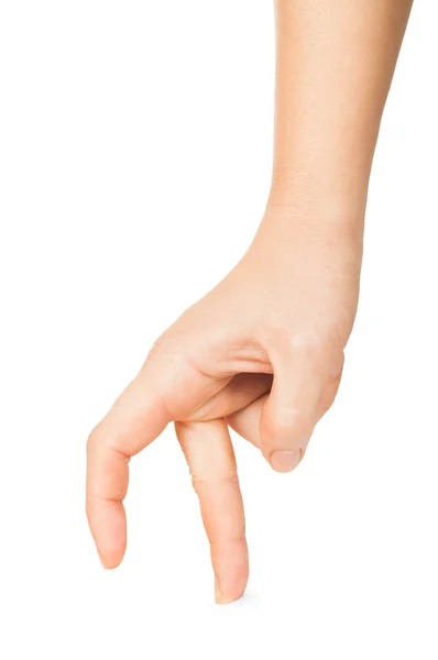 Woman hand walking with fingers isolated on a white background — Stock Photo, Image