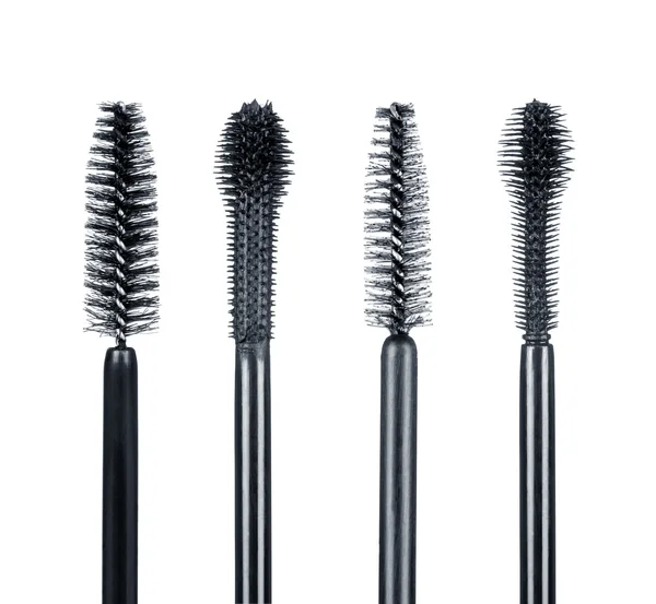 Set med mascara borstar isolerad på vit — Stockfoto