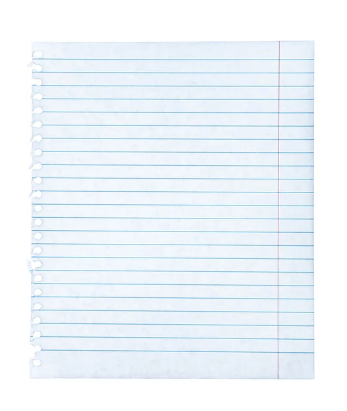 Notebook paper on an isolated white background — Stock Photo, Image