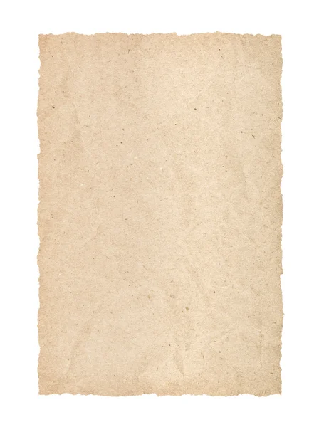 Kraft page with torn edges on an isolated white background — Stock Photo, Image