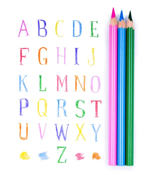 Color pensils and alphabet — Stock Photo, Image