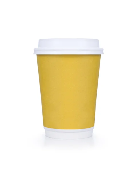 Пластиковые чашки кофе шаблон на белом фоне — стоковое фото