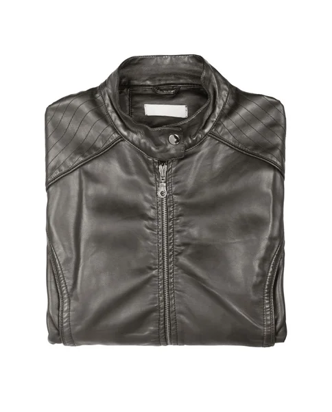 Dark leather jacket isolated on white background — Stock Photo, Image