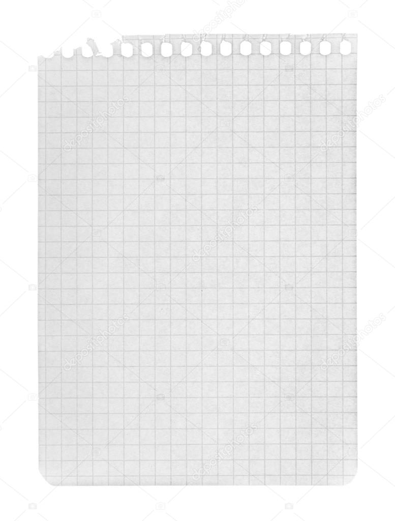 page in a cage torn from a notebook on an isolated white backgro