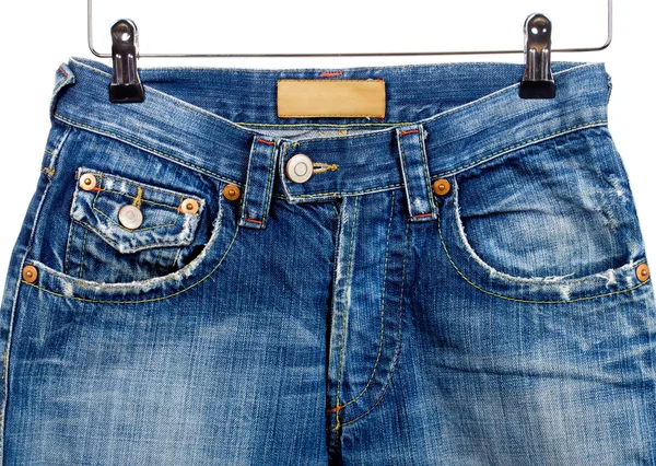 Jeans bleus isolés sur fond blanc — Photo