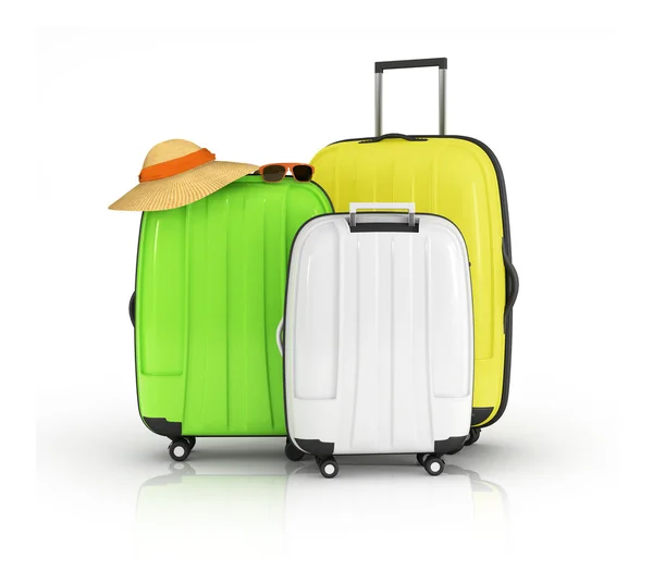 3d colorful suitcases isrolated — Stock Photo, Image