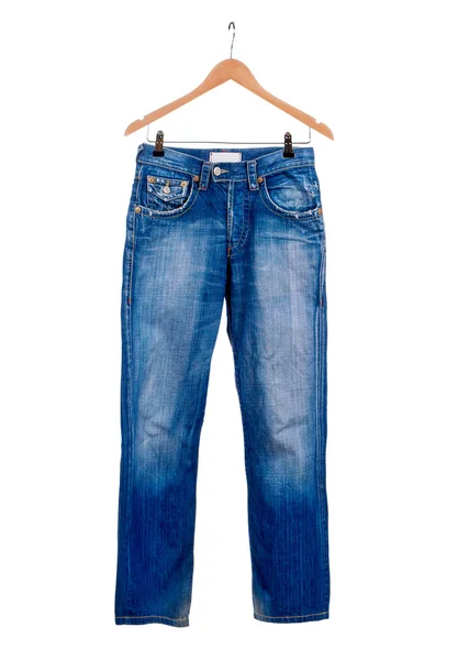 Jeans blu isolato su bianco — Foto Stock