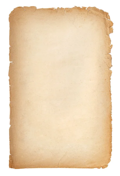 Textura grunge de papel viejo, página amarilla vacía aislada en ba blanca —  Fotos de Stock