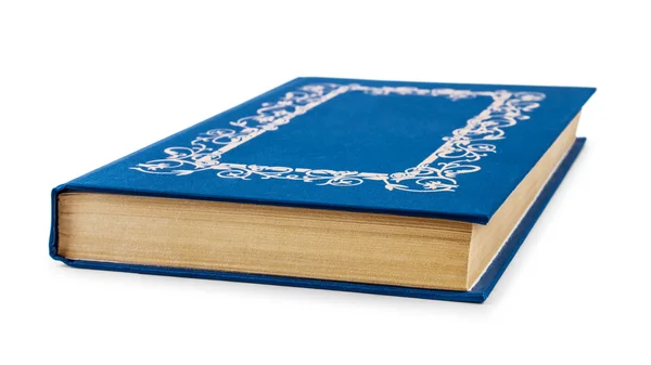Livro capa dura azul simples isolado no fundo branco — Fotografia de Stock