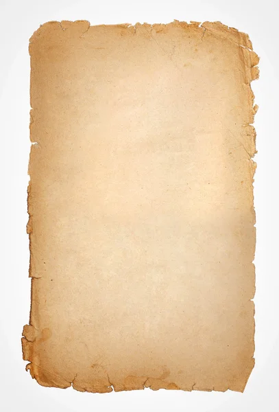 Old paper grunge texture, empty yellow page isolated on white ba — Stock Photo, Image