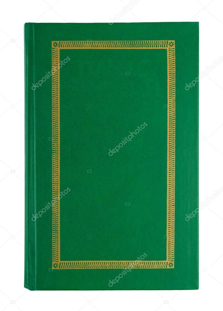 empty open green book cover isolated on white