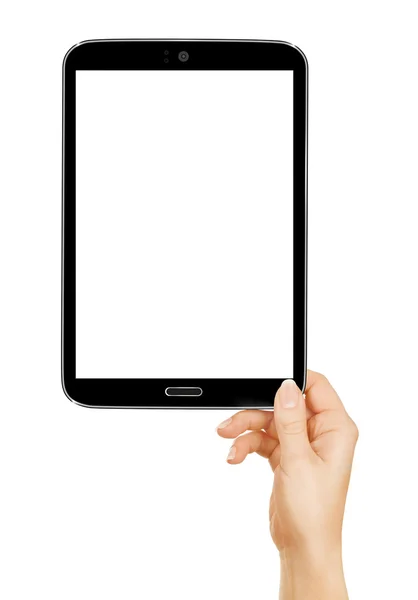 White tablet with blank screen on white isolation — Stock Photo, Image