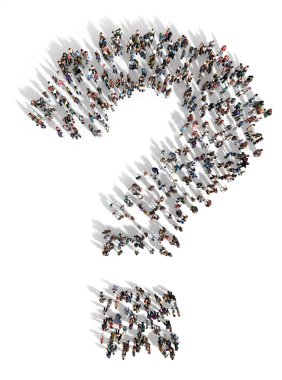 Large group of people with questions, thinking concept, or quest clipart
