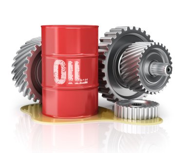 Motor oil can with gears. clipart