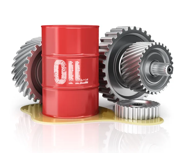 Motor oil can with gears. — Stock Photo, Image