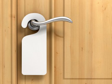Kapı kolu üzerinde asılı kağıt tabela
