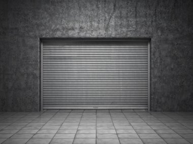 Beton silindir Panjur kapı ile bina yapılmış