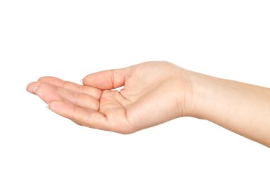 Beyaz arkaplanda insan el işareti izole edildi