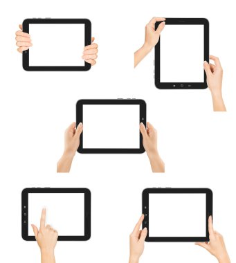 eller tablet ekranıyla kümesi.