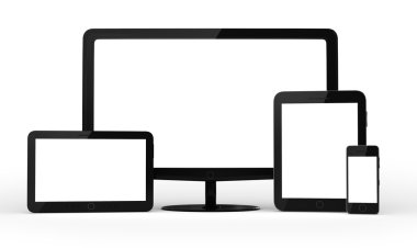 Beyaz backg siyah soyut tablet bilgisayarda (tablet pc) kümesi