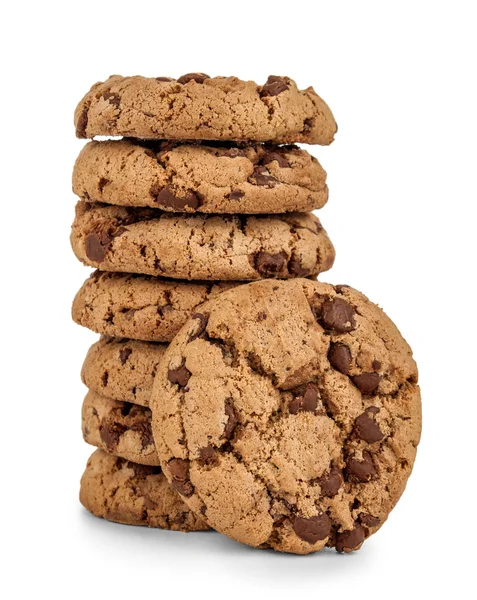 Stack of Chocolate chip cookies isolated on white background. — Stock Photo, Image