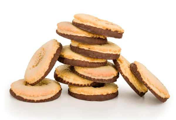 Läcker choklad chip cookies isolerade vit — Stockfoto