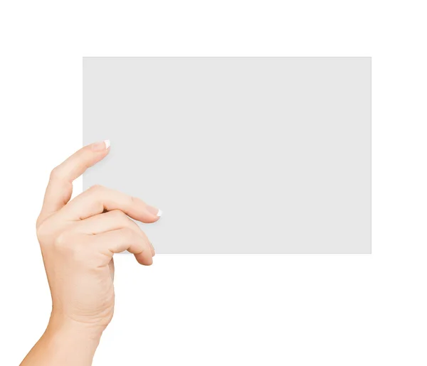 Рука держит бумагу изолированы на белом — стоковое фото