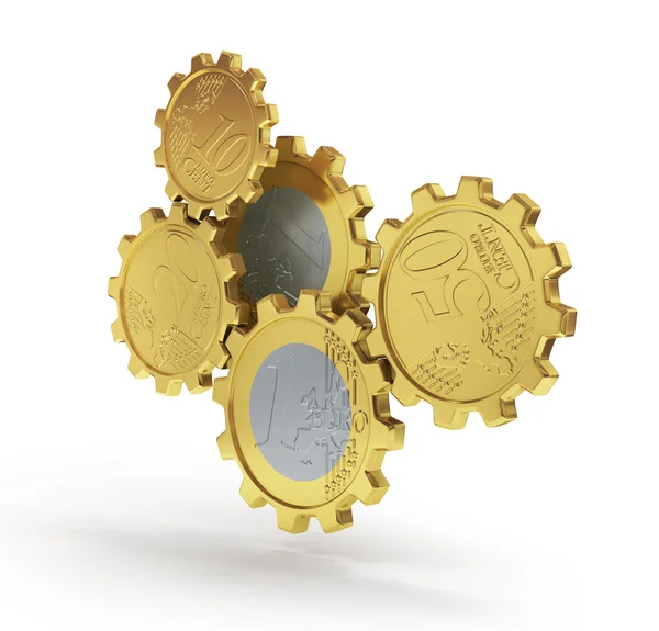 Euro coins as gear. Financial concept. 3d — Stock Photo, Image