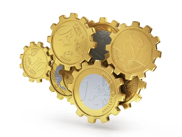 Euro coins as gear. Financial concept. 3d — Stock Photo, Image