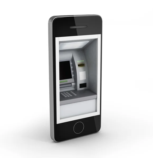 Online payments concept. Mobile Phone with ATM and Credit Card o — Stock Photo, Image