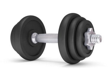 Beyaz arka plan üzerinde büyük krom dumbells