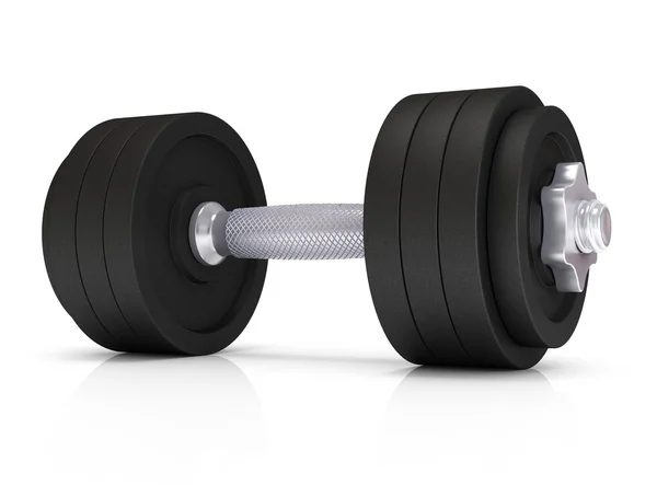 Grote chrome dumbells op witte achtergrond — Stockfoto