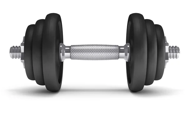 Big chrome dumbells over white background — Stock Photo, Image