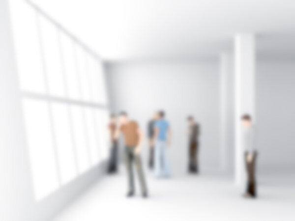 воздержался от изображения людей в офисном центре с размытой спиной
